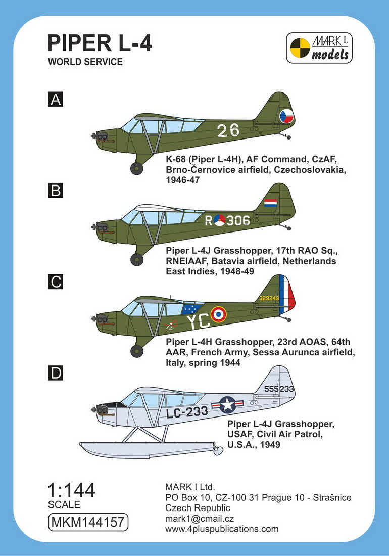 Mark I Models MKM144157 1:144 Piper L-4 'World Service'