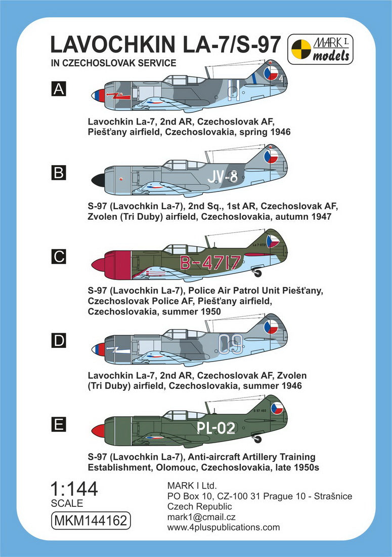 Mark I Models MKM144162 1:144 Lavochkin La-7/S-97 In Czechoslovak Service bagged