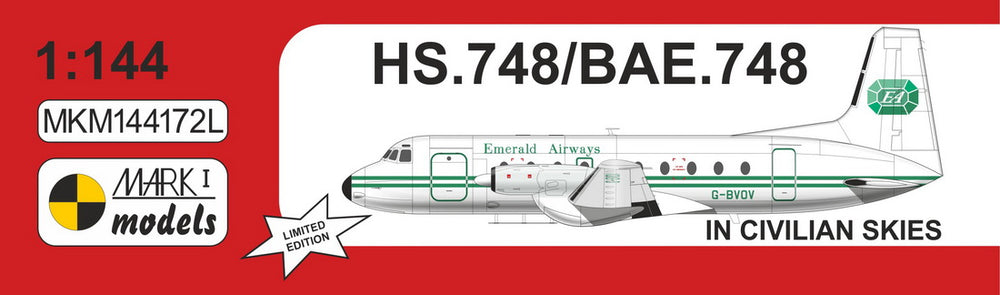 Mark I Models MKM144172L HS.748/BAe.748 Civilian Skies 1:144