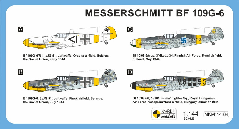Mark I Models MKM144184 1:144 Messerschmitt Bf-109G-6 'Eastern Front' 2in1