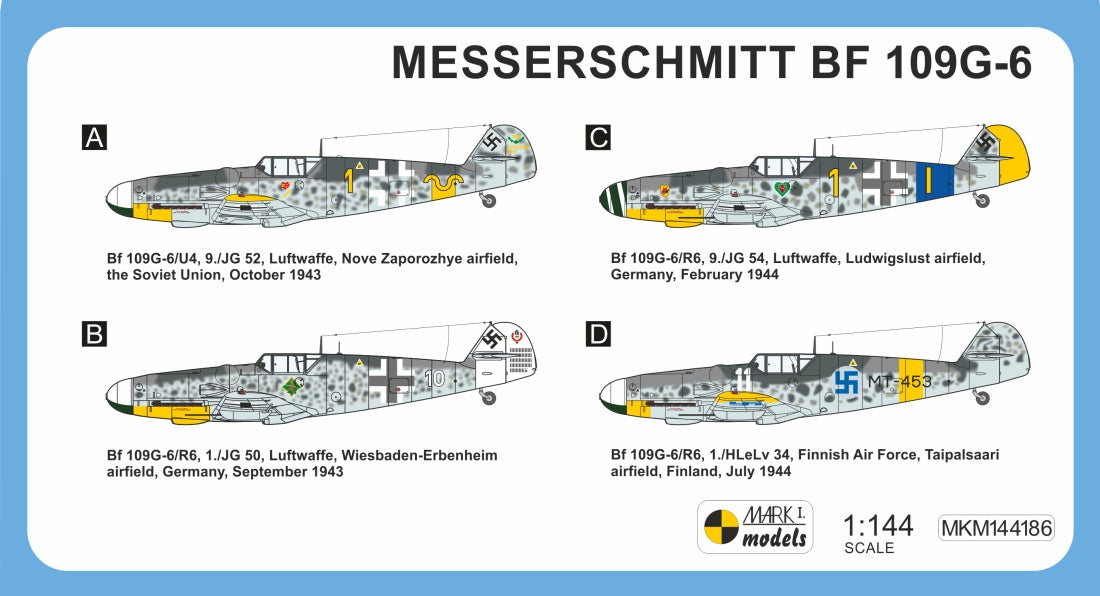 Mark I Models MKM144186 1:144 Messerschmitt Bf-109G-6 'Fighter Aces' 2in1