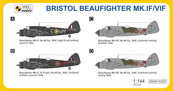 Mark I Models MKM14450 1:144 Bristol Beaufighter Mk.IF/VIF 'No.68 Sq