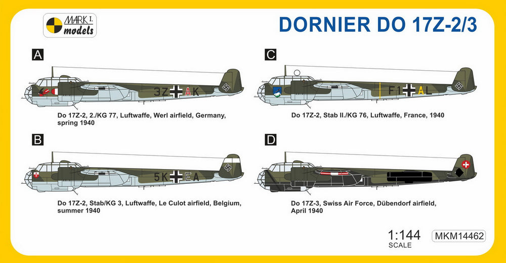 Mark I Models MKM14462 Dornier Do-17Z-2/3 Western Front 1:144