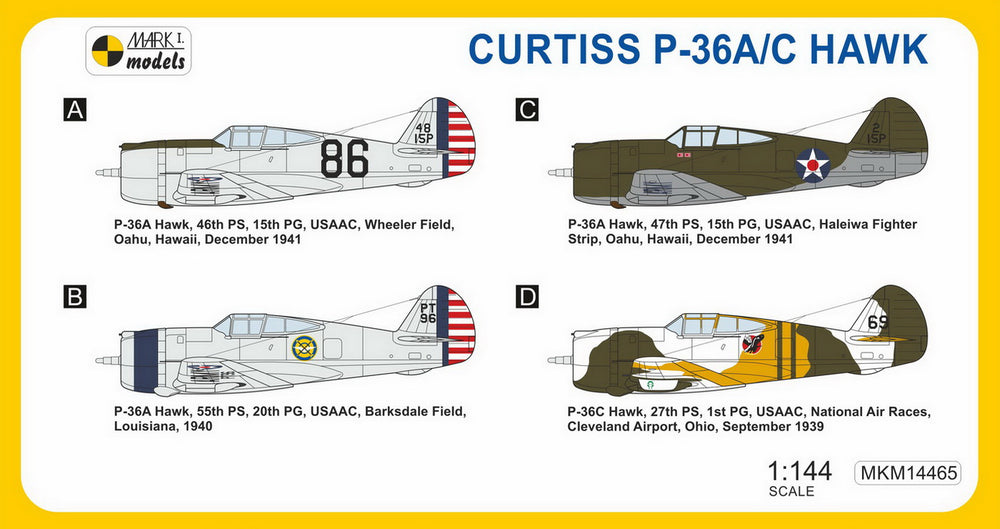Mark I Models MKM14465 1:144 Curtiss P-36 Hawk 'USAAC'