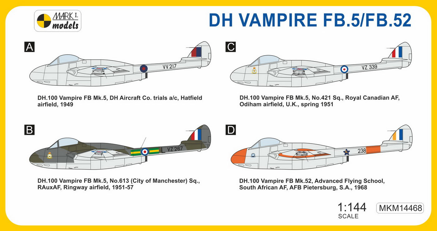 Mark I Models MKM14468 1:144 de Havilland Vampire FB.5/FB.52 Commonwealth
