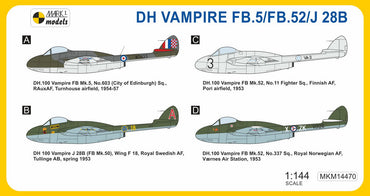 Mark I Models MKM14470 1:144 de Havilland Vampire FB.5/FB.52/J 28B