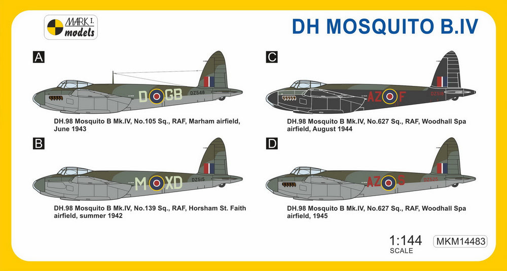 Mark I Models MKM14483 1:144 de Havilland Mosquito B.IV 'Wooden Bomber'