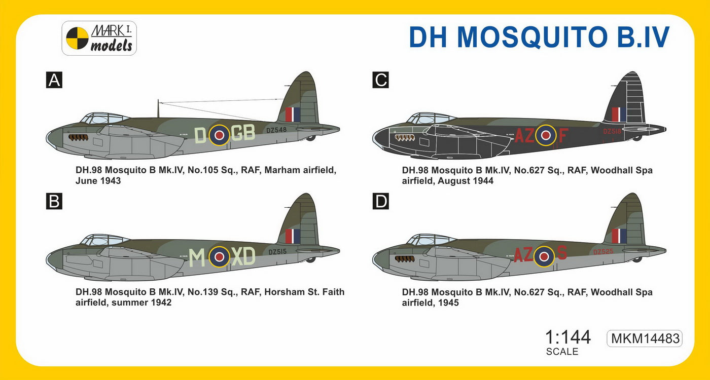 Mark I Models MKM14483 1:144 de Havilland Mosquito B.IV 'Wooden Bomber'