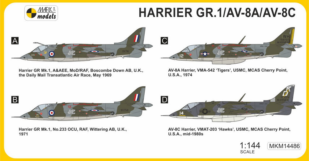 Mark I Models MKM14486 Harrier GR.1A/AV-8A/C 1st Gen 1:144