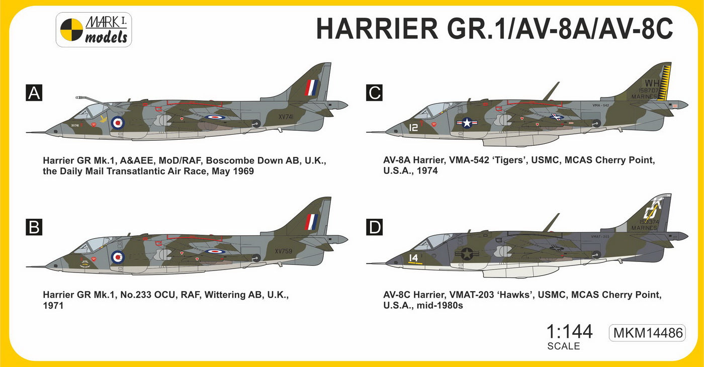 Mark I Models MKM14486 Harrier GR.1A/AV-8A/C 1st Gen 1:144