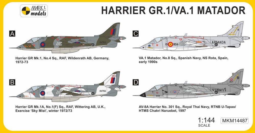 Mark I Models MKM14487 Harrier GR.1/VA.1 Matador 1:144