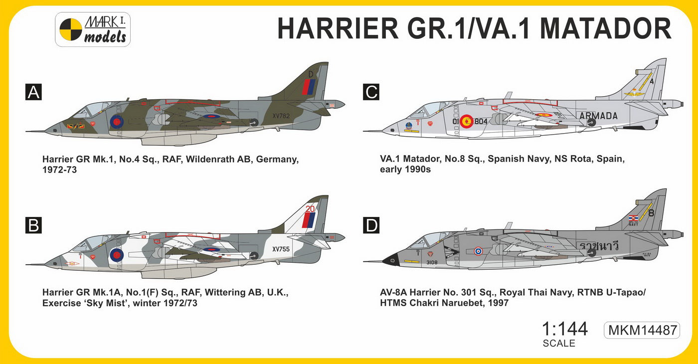 Mark I Models MKM14487 Harrier GR.1/VA.1 Matador 1:144
