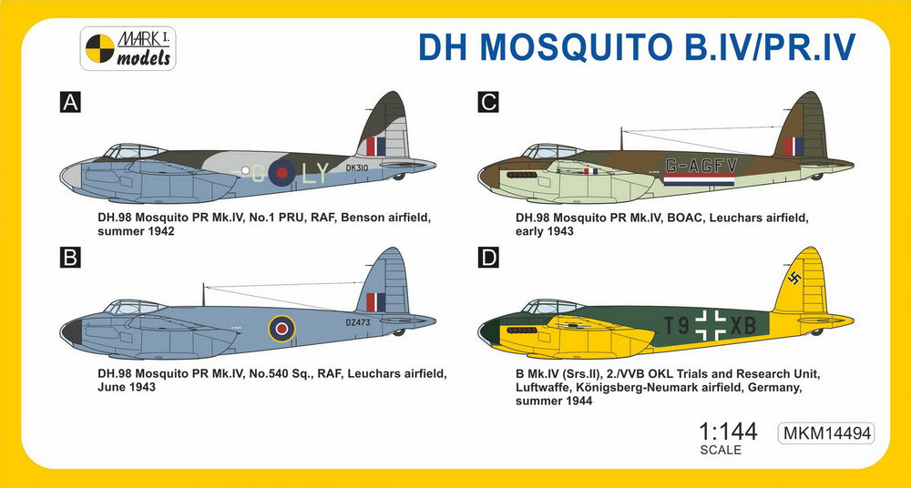 Mark I Models MKM14494 1:144 de Havilland Mosquito B.IV/PR.IV 'Special Liveries'