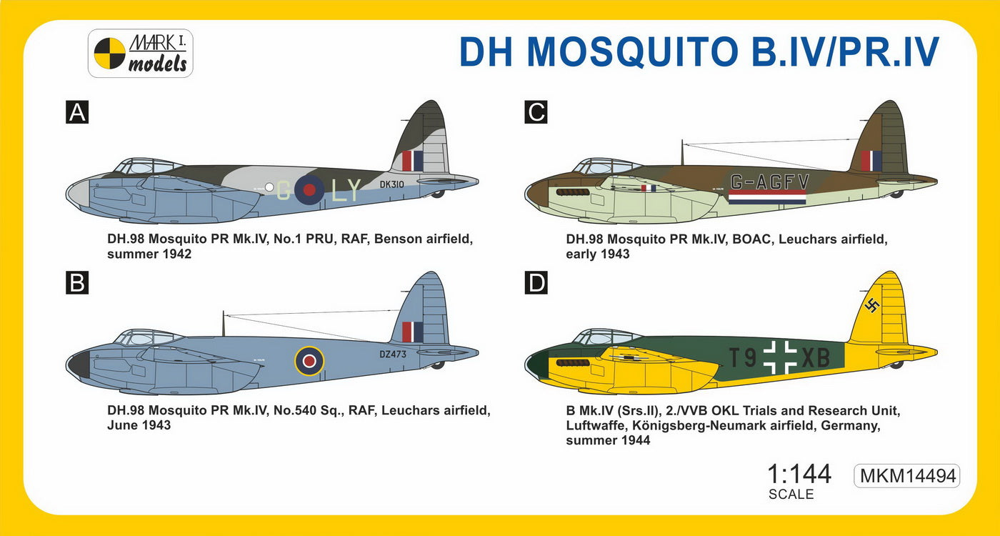 Mark I Models MKM14494 1:144 de Havilland Mosquito B.IV/PR.IV 'Special Liveries'