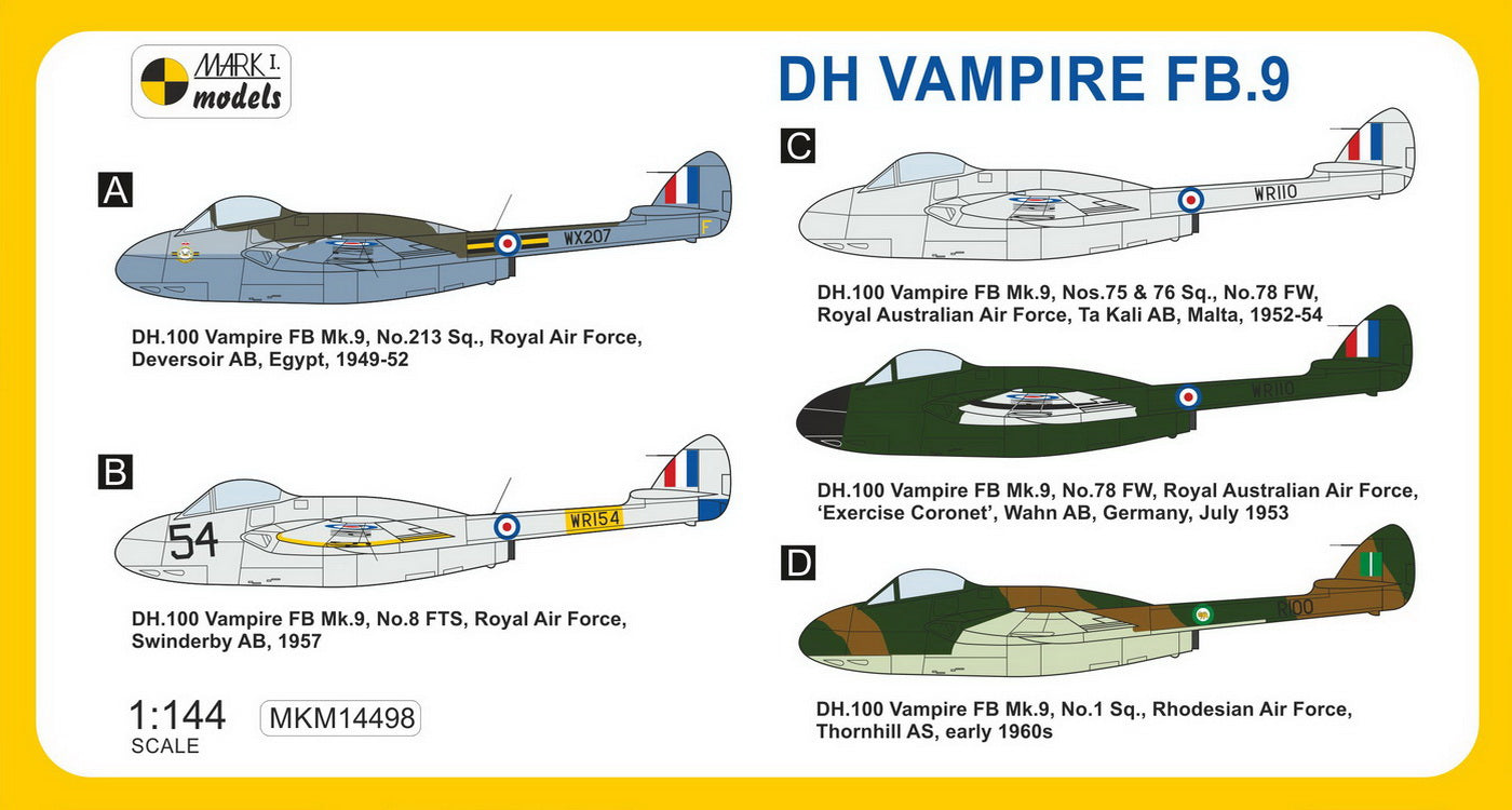 Mark I Models MKM14498 Vampire FB.9 Tropical Fighter 1:144