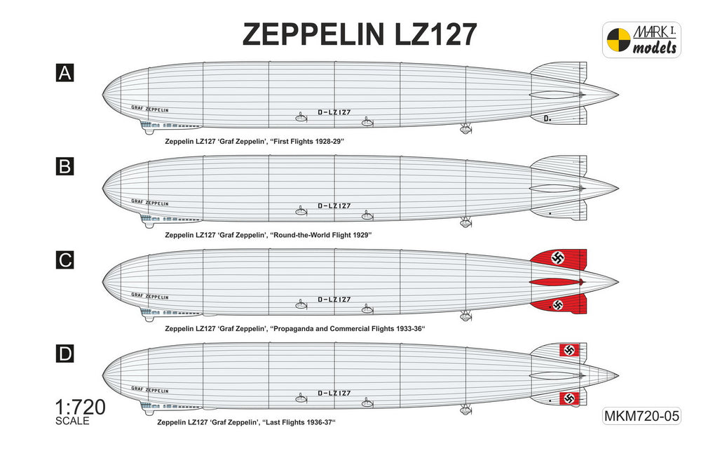Mark I Models MKM720-05 1:720 Zeppelin LZ127 Graf Zeppelin