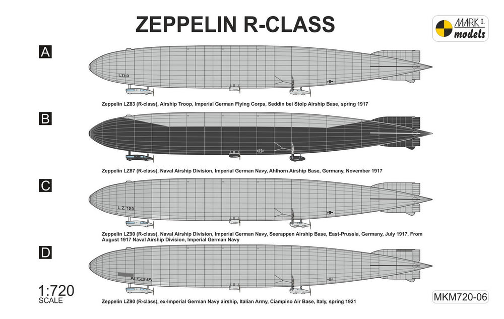 Mark I Models MKM720-06 1:720 Zeppelin R-class 'Groskampf-Typ' Rigid airships