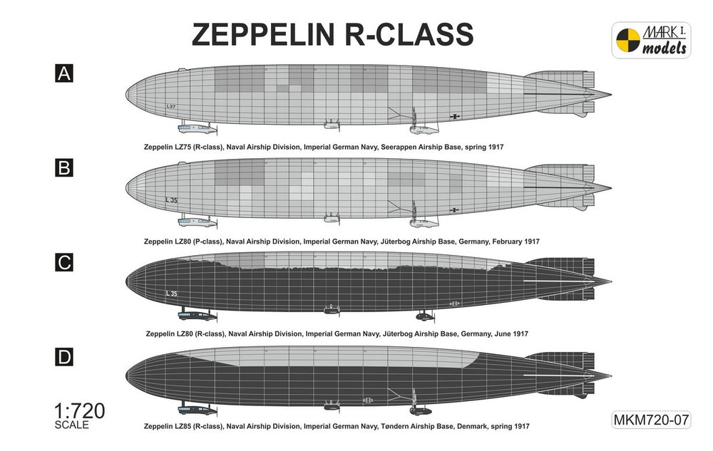 Mark I Models MKM720-07 1:720 Zeppelin R-class 'Super-Zeppelin' Rigid airships