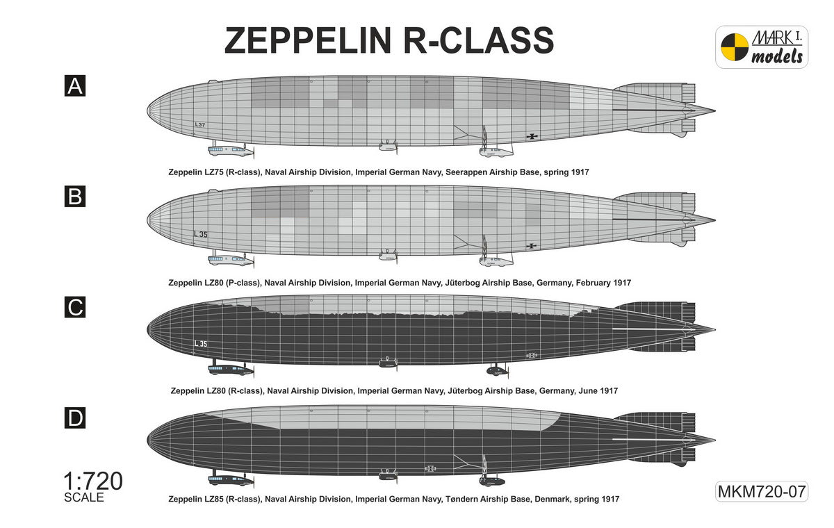 Mark I Models MKM720-07 1:720 Zeppelin R-class 'Super-Zeppelin' Rigid airships
