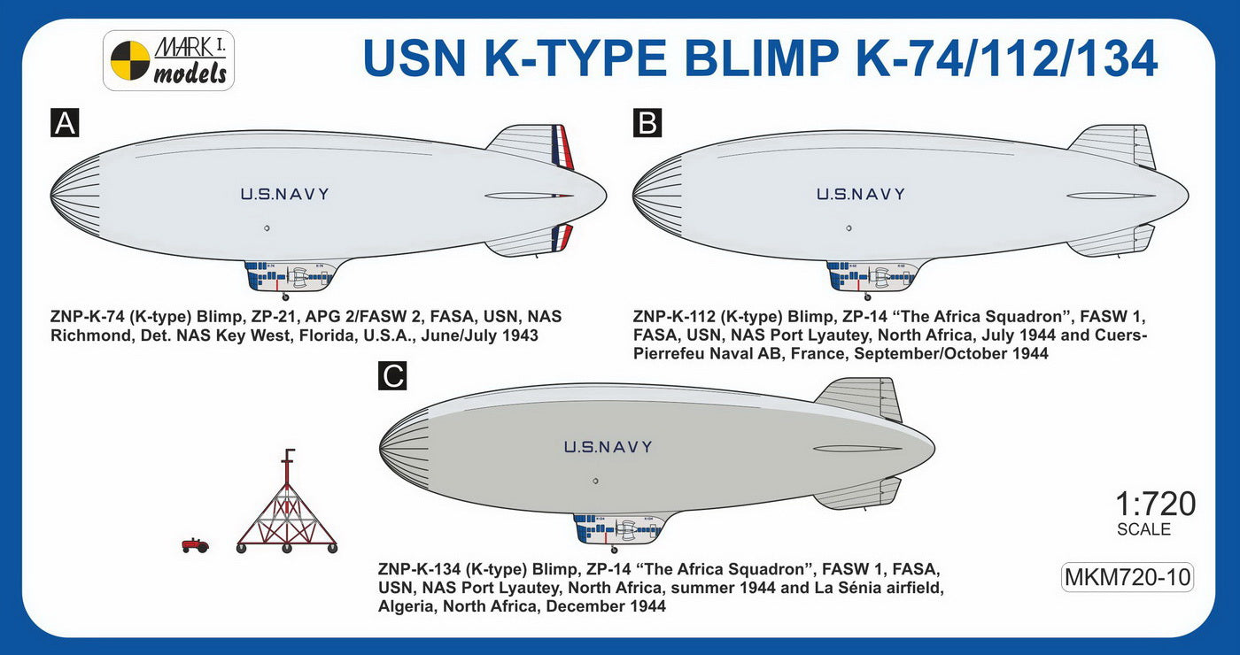 Mark I Models MKM720-10 1:720 K-type Blimp