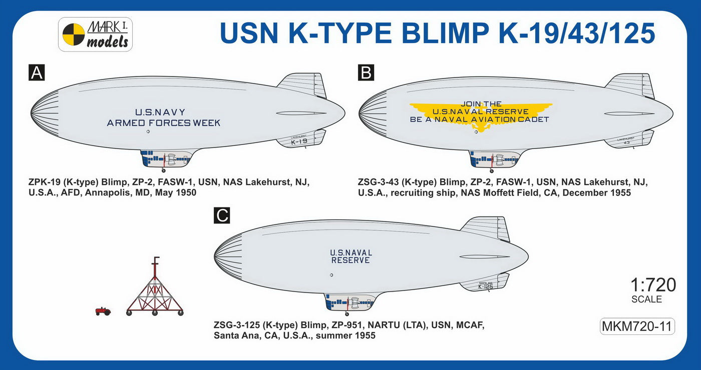Mark I Models MKM720-11 1:720 K-type Blimp