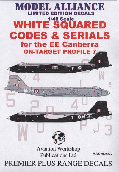 Model Alliance ML489022 1:48 White Squared Codes & Serials for BAC/EE Canberras