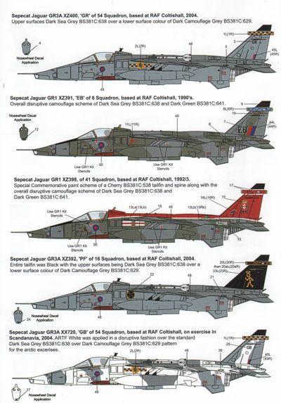 Model Alliance ML72122 Jaguar GR.1/GR.5 Multi-Scheme Decals 1:72