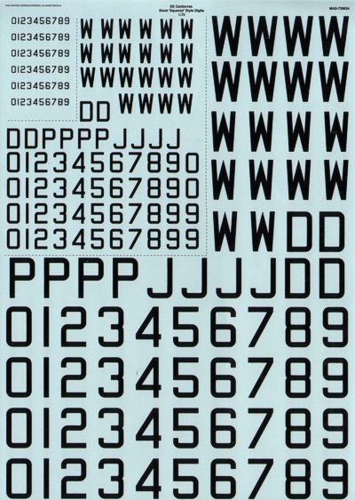 Model Alliance ML729024 1:72 Black Squared Codes & Serials for BAC/EE Canberras
