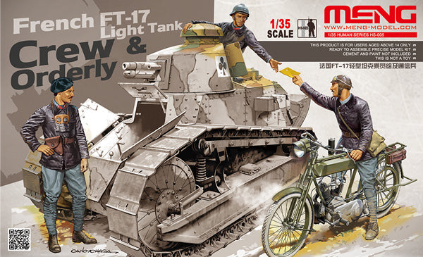 Meng Model MMHS-005 French FT-17 Tank Crew and Orderly 1:35 Model Kit