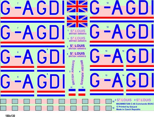 Maestro Models MMMD7208 1:72 Curtiss C-46 Commando decals BOAC