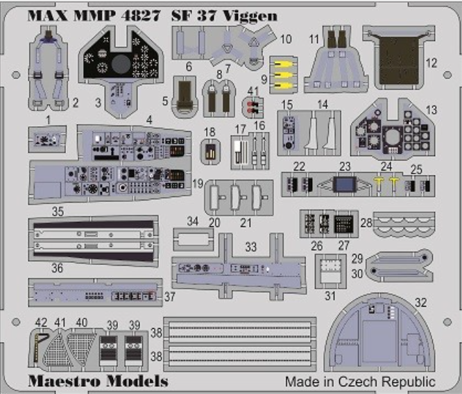 Maestro Models MMMP4827 1:48 Saab SF37 Recce-Viggen detail set