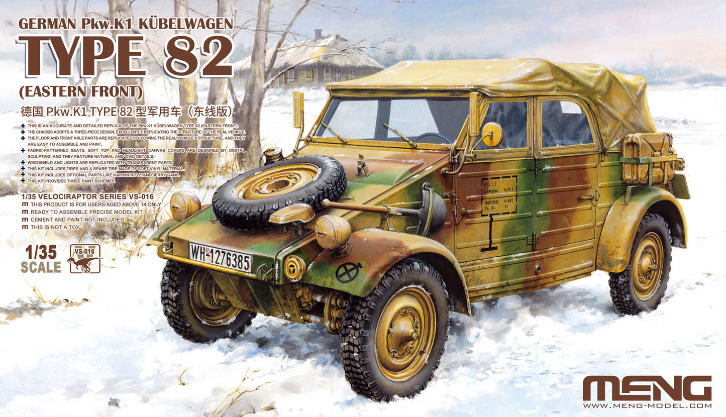 Meng Model MMVS-016 German Kubelwagen Pkw.K1 Type 82, Eastern Front 1:35 Model Kit