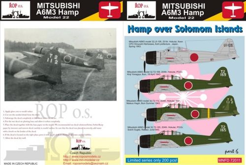 ROP o.s. MNFD72011 1:72 Mitsubishi A6M3 Hamp model 33 Zero