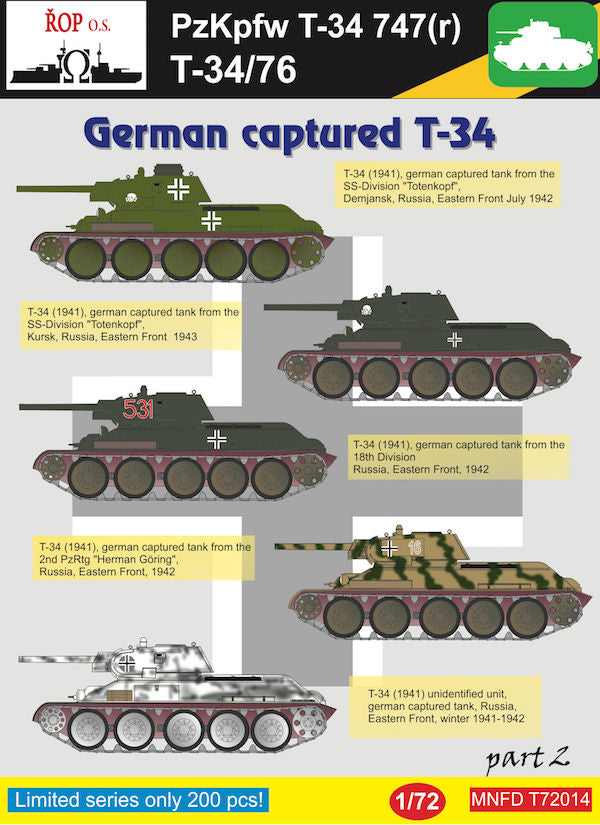 ROP o.s. MNFDT72014 1:72 Soviet T-34/76 Pz.Kpwf T-34
