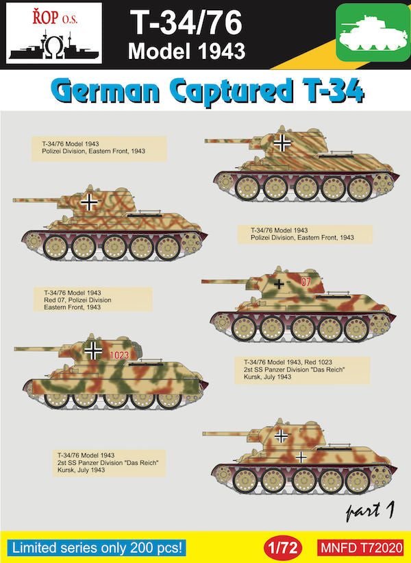 ROP o.s. MNFDT72020 1:72 Soviet T-34/76 Model 1943