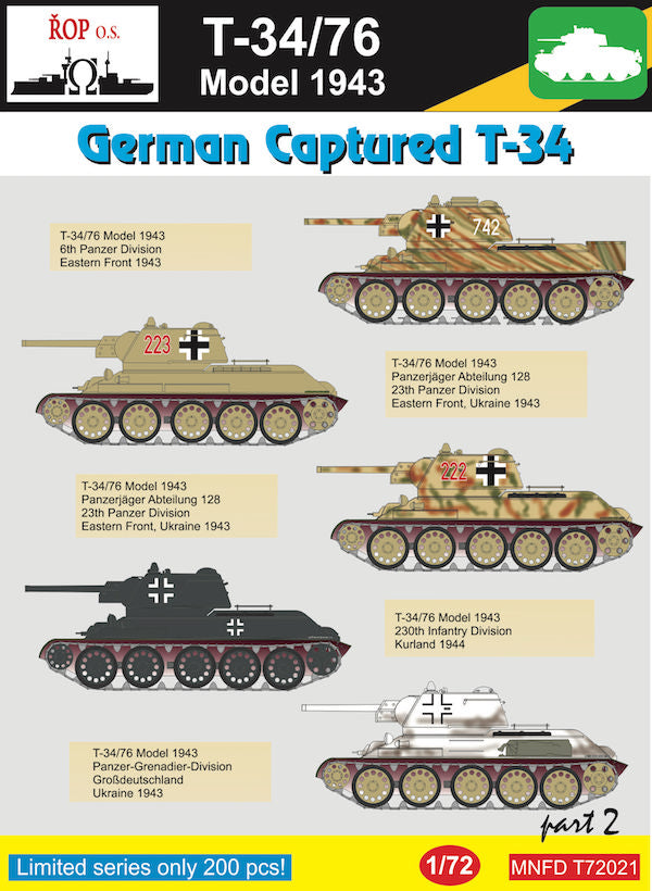 ROP o.s. MNFDT72021 1:72 Soviet T-34/76 Model 1943