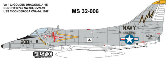 Milspec MPEC32006 1:32 Douglas A-4E Skyhawk VA-192 GOLDEN DRAGONS 1967