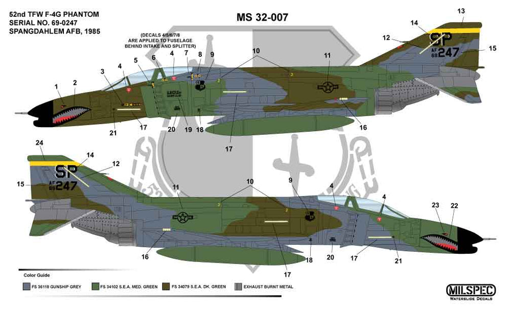 Milspec MPEC32007 1:32 McDonnell F-4G Phantom 52nd TFW SPANGDAHLM AB 1985