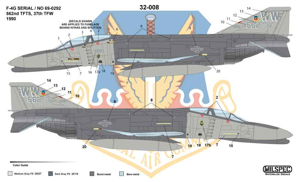 Milspec MPEC32008 1:32 McDonnell F-4G Phantom 652nd TFTS 37th TFW 1990