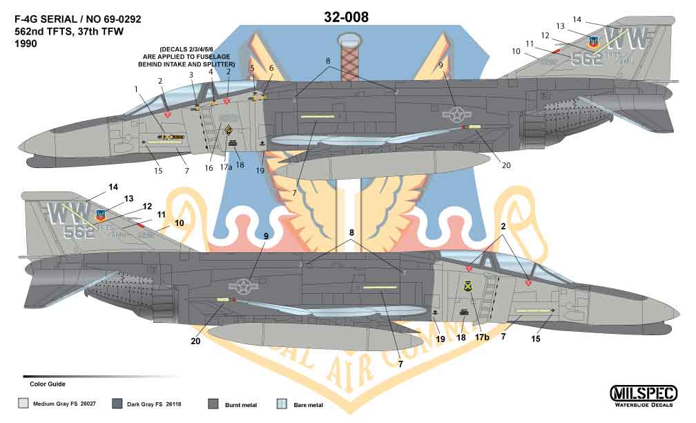 Milspec MPEC32008 1:32 McDonnell F-4G Phantom 652nd TFTS 37th TFW 1990