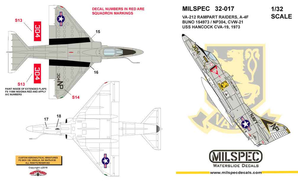 Milspec MPEC32017 A-4F Skyhawk VA-212 Rampart Raiders 1:32