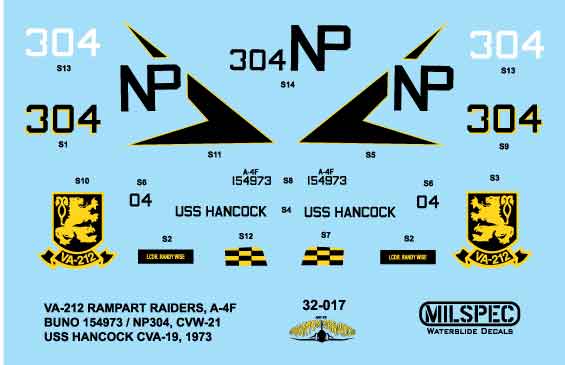 Milspec MPEC32017 A-4F Skyhawk VA-212 Rampart Raiders 1:32