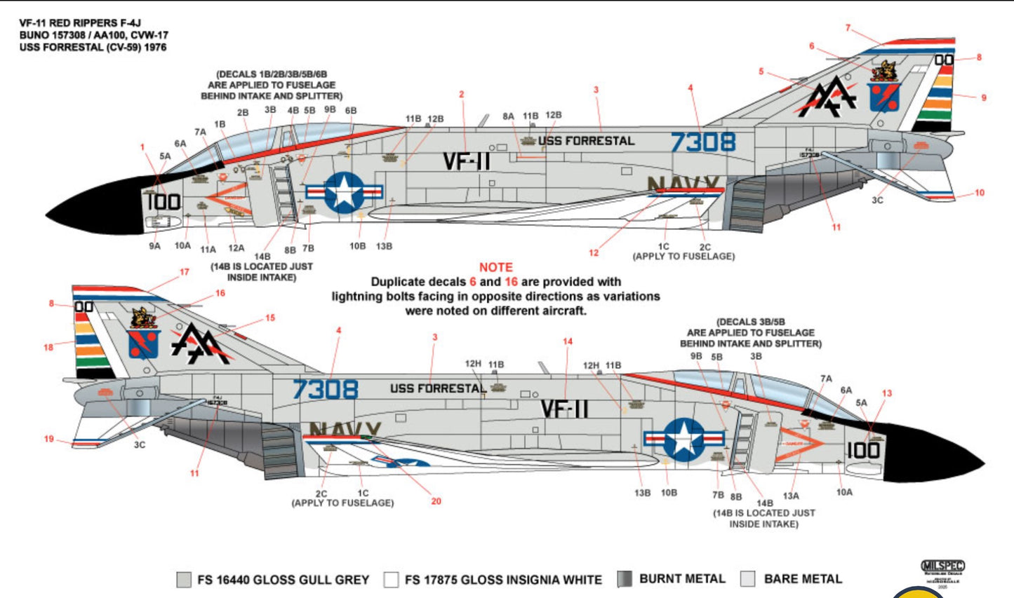 Milspec MPEC32022 F-4J Phantom VF-11 Red Rippers 1:32