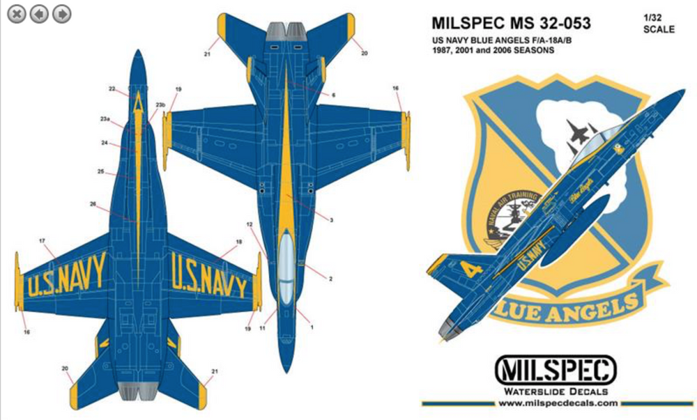 Milspec MPEC32053 F/A-18A-D Blue Angels 1987-2006 1:32