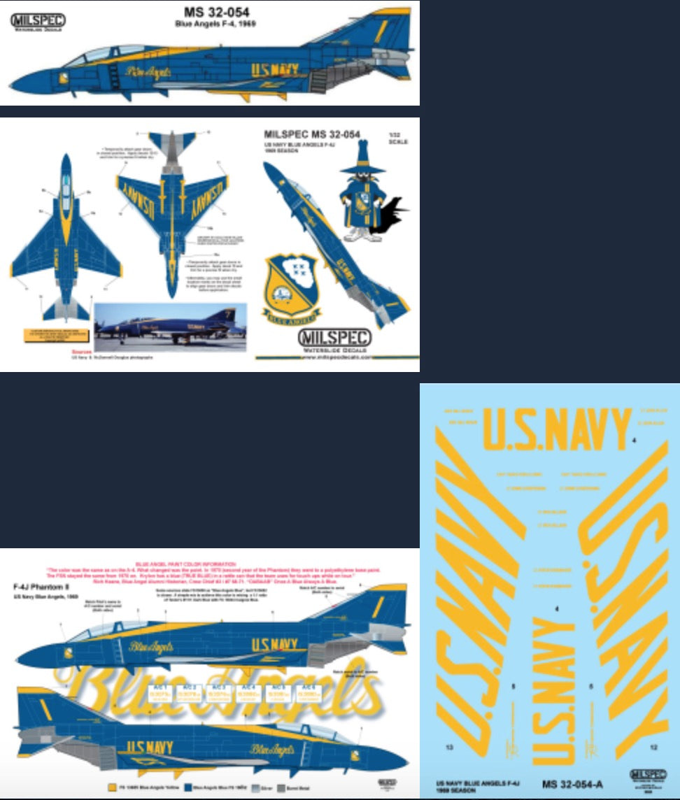 Milspec MPEC32054 1:32 McDonnell F-4J Phantom US Navy Blue Angels 1969