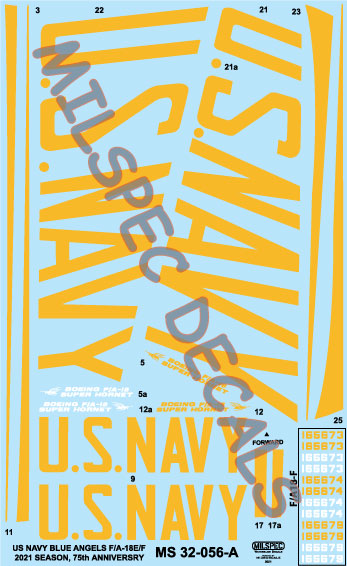 Milspec MPEC32056 1:32 McDonnell-Douglas F/A-18E/F Hornet US Navy Angels 2021