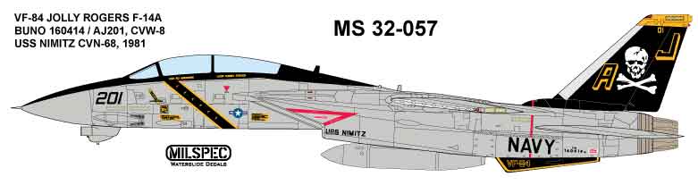 Milspec MPEC32057 1:32 VF-84 JOLLY ROGERS Grumman F-14A Tomcat