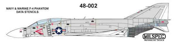 Milspec MPEC48002 1:48 McDonnell F-4B Phantom HI/VIZ DATA STENCILS