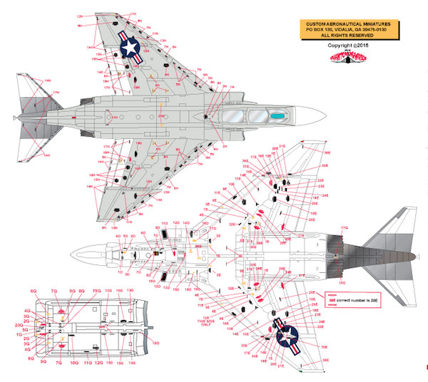 Milspec MPEC48002 1:48 McDonnell F-4B Phantom HI/VIZ DATA STENCILS