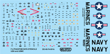 Milspec MPEC48002 1:48 McDonnell F-4B Phantom HI/VIZ DATA STENCILS